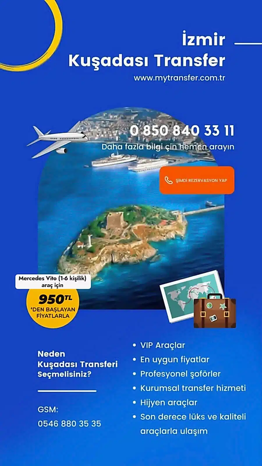 İzmir Kuşadası Transfer 950TL'den başlayan fiyatlarla
